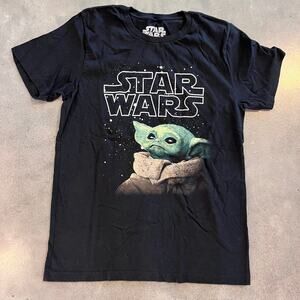 Disney Star Wars Baby Yoda black cotton tshirt boys size XL 14/16 top shirt